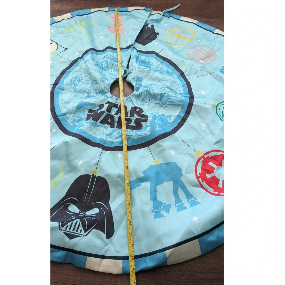 Star Wars Tree Skirt Darth Vader Yoda AT‎ AT Comic Print Blue Holiday Decor